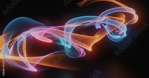 Vibrant Abstract Swirling Patterns on Black Background.