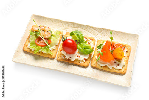 Plate with tasty crackers i...