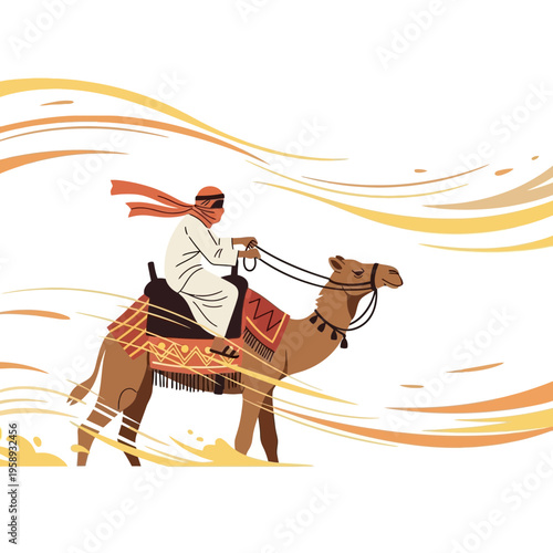 Desert Nomad Riding Camel Through Shifting Sands Adventure