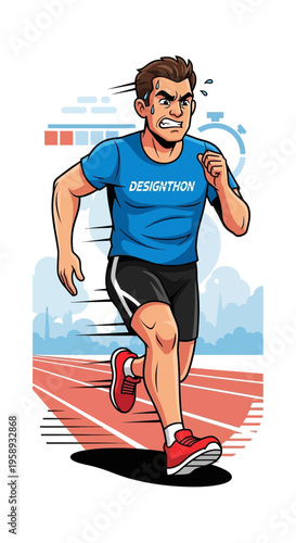 Determined Athlete Pushing Limits on Racetrack Endurance Competition