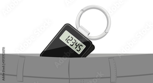 Digital Fob Peeking From Grey Fabric Pocket With Ring