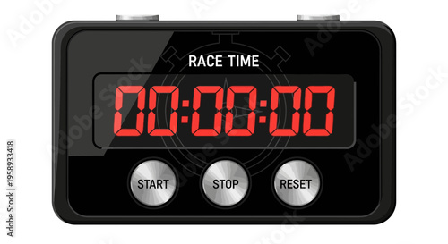 Digital Stopwatch For Race Time With Start Stop And Reset Buttons