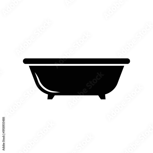 Silhouette of a Bathtub with a Classic Design in Black and White