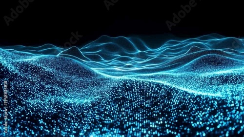 Digital Blue Wave Particles | Abstract Data Flow | Futuristic Particle Landscape