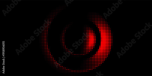Abstract black and white halftone pattern forming a swirling circular optical illusion.