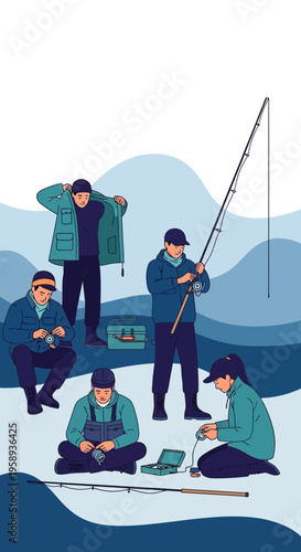 Diverse Anglers Preparing For A Day Of Fishing Adventure
