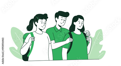 Diverse Friends Embarking On An Adventure Together With Backpacks