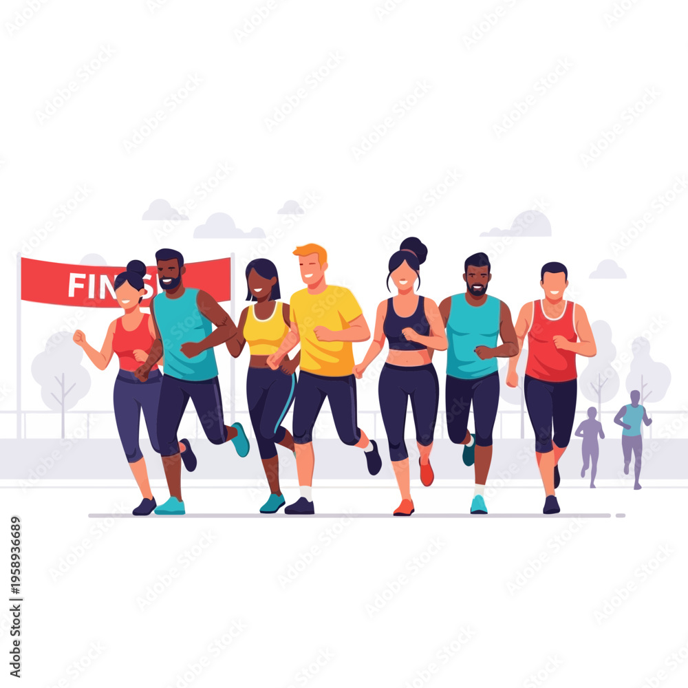 Fototapeta premium Diverse Group Effort Towards Fitness And Healthy Living