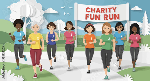 Diverse Women Participate In Charity Fun Run For Good Cause