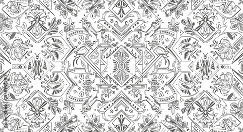 Elegant vintage seamless ornamental pattern. Intricate decorative monochrome background for textile, digital paper, wallpaper, and graphic design projects.