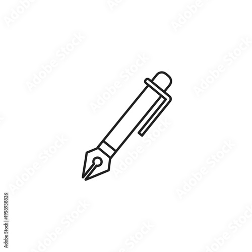 Simple Black and White Fountain Pen Icon for CreativeWriting or Design Projects
