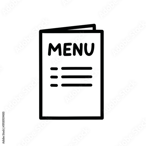 Simple Black and White Illustration of a Menu for Restaurant or Food Service Concepts