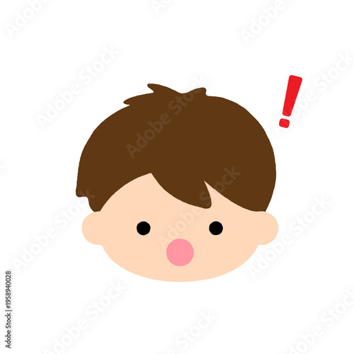 驚く男の子の顔アイコン｜かわいい子供イラスト・シンプルな表情とびっくり感情素材