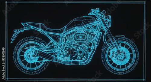Motorcycle Blueprint – Vehicle CAD Technical Diagram