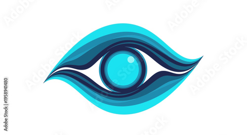 Abstract Blue Eye Logo Represents Vision and Clarity