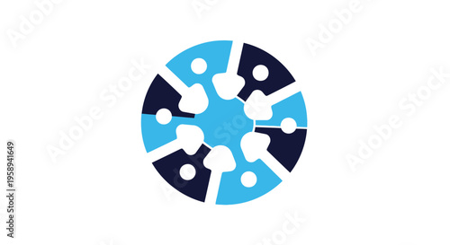Abstract Circle Logo With Connecting Elements And Arrows Flowing Inward