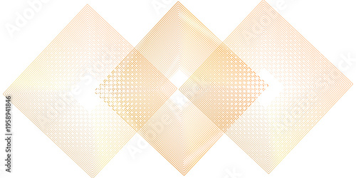 white background with yellow shiny geometric lines. Modern shiny orange square line pattern. Elegant graphic design. Futuristic technology concept.