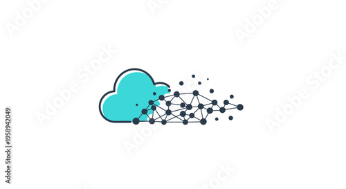 Abstract Cloud Network Connectivity Symbol Digital Data Flow