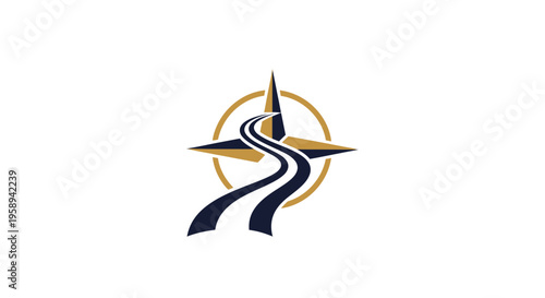 Abstract Compass Road Logo For Travel And Direction