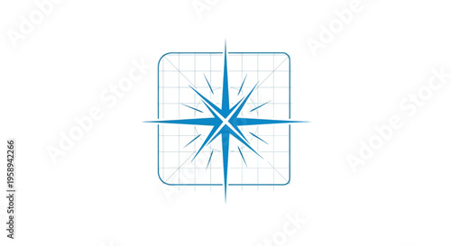 Abstract Compass Star Burst Design On Grid Background