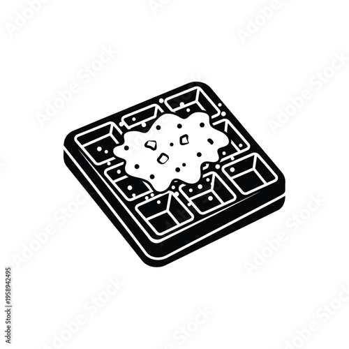 Delicious Waffle with Syrup and Toppings.