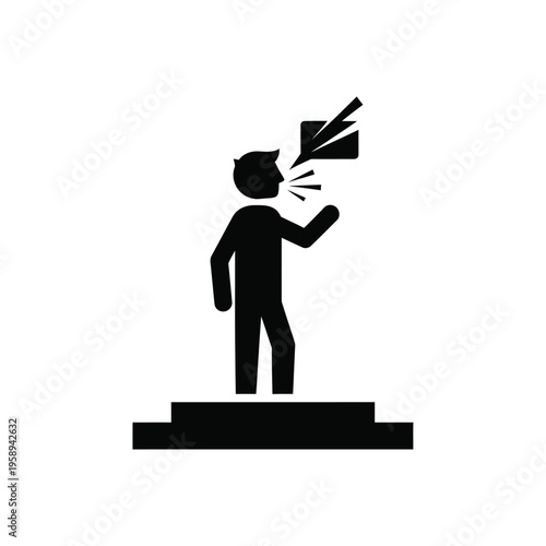 Man speaking on podium silhouette.