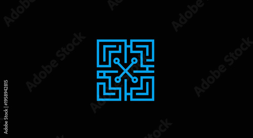 Abstract Geometric Circuit Maze Pattern Symbol