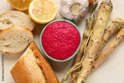 Bowl of horseradish sauce w...