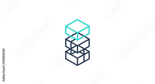Abstract Geometric Cube Stack Building Blocks Technology Design