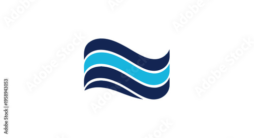 Abstract Flowing Waves Logo Design Blue And Dark Blue For Business