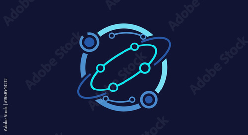 Abstract Futuristic Network Orbits With Connected Nodes