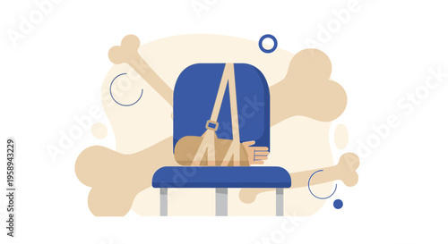 Broken Arm Injury with Sling and Bones Illustration