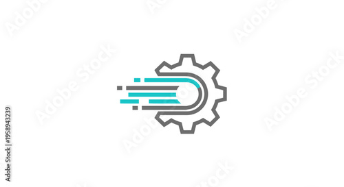 Abstract Gear Motion Icon Represents Innovation And Speed In Industry