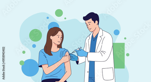 Doctor administering vaccine injection to patient's arm, healthcare concept