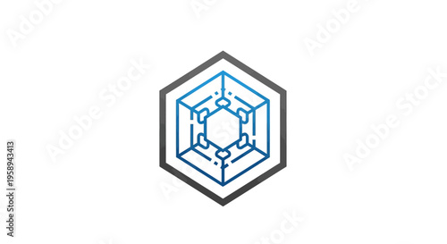 Abstract Geometric Hexagon Cuboid Structure Symbol Technology Graphic