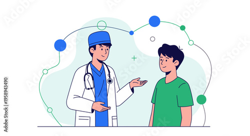 Doctor consulting young patient, medical consultation, healthcare, and wellness concept