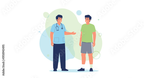 Doctor consulting with patient in modern clinic, healthcare concept