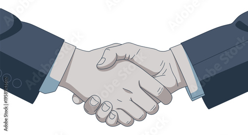 Two businessmen shaking hands together firmly.