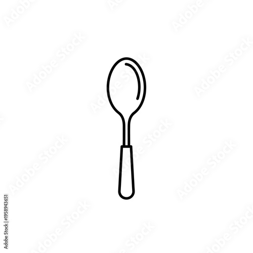 Simple Black and White Sketch of a Spoon for Kitchen and Tableware Design