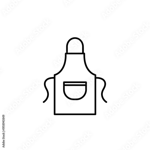 Simple black outline of a kitchen apron with pocket on a white background, cooking and culinary theme for culinary lifestyle
