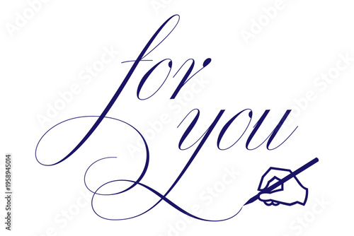 for you - 手書きの筆記体で書いた、for you（あなたへ）のレタリング（カリグラフィー）によるロゴマーク

