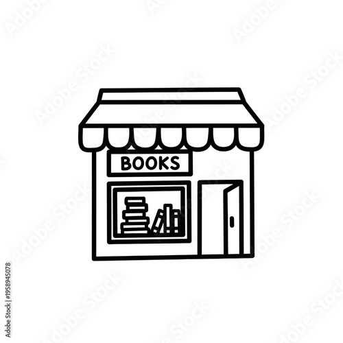 Simple Bookstore Illustration with Books and Storefront Design for Retail Concept