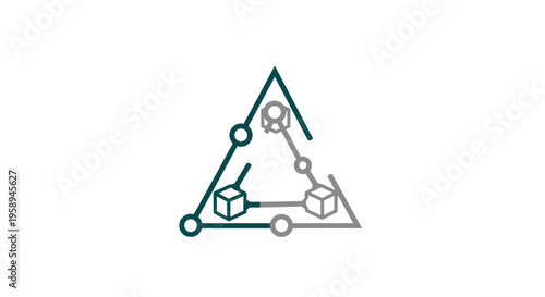 Abstract Geometric Network With Cubes And Nodes Conceptual Design