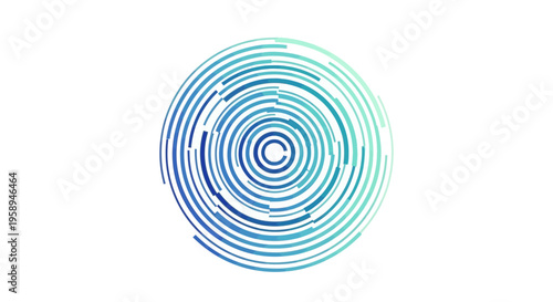Abstract Radial Design Flowing Blue Teal Circles Concentric Motion