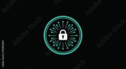 Abstract Secure Digital Network Emblem Modern Cyber Security Icon