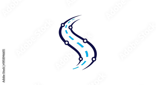 Abstract S-Curve Road With Technology Nodes Concept