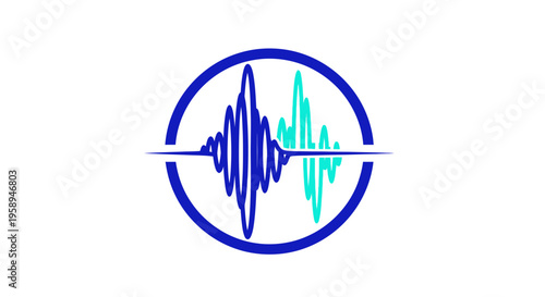 Abstract Sound Waveform In Circle Logo Design