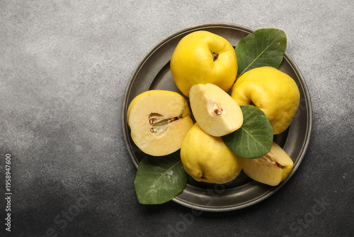 Plate with sweet ripe quinc...