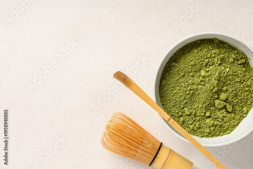 Bowl with powdered matcha t...