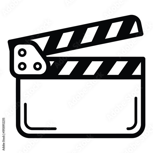 Black and white clapper board icon for film and video production purposes online icon